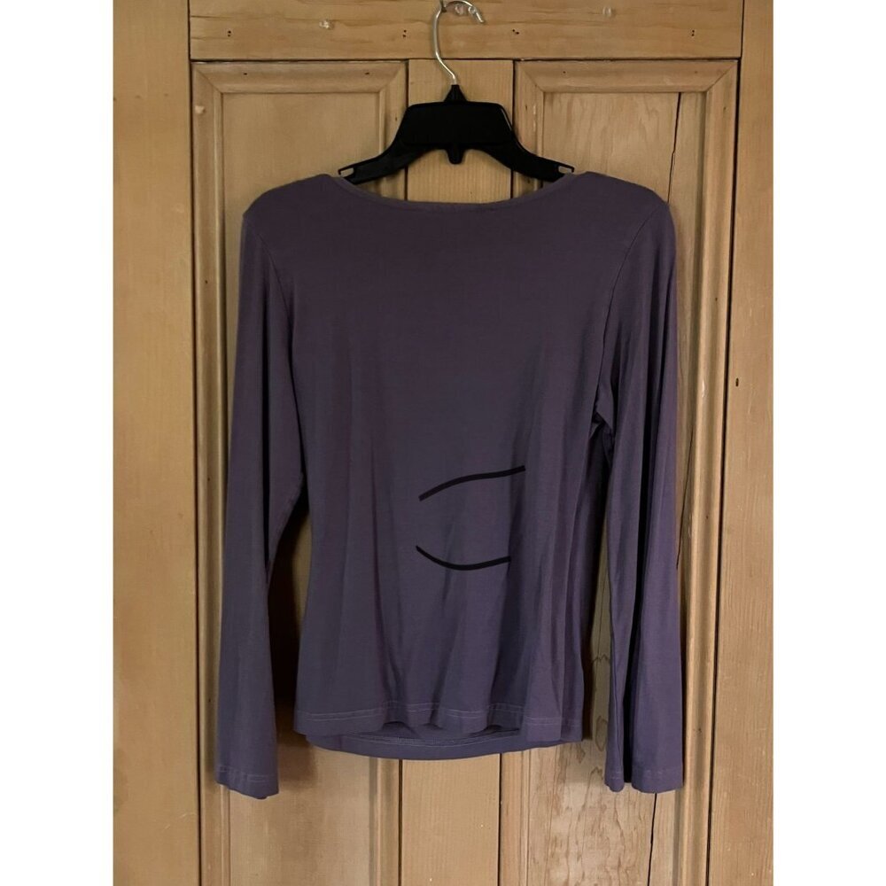Bryn Walker Women Faux Wrap USA Made Stretch Blouse Top Size Large Purple SP EXC - Picture 8 of 10
